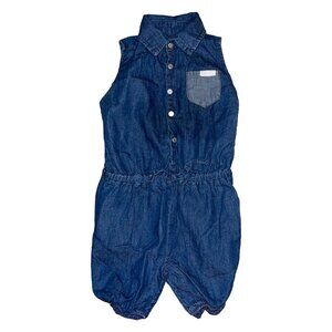 7 For All Mankind 7 FAM Romper Baby Girls 24 Months Denim Sleeveless Medium Wash